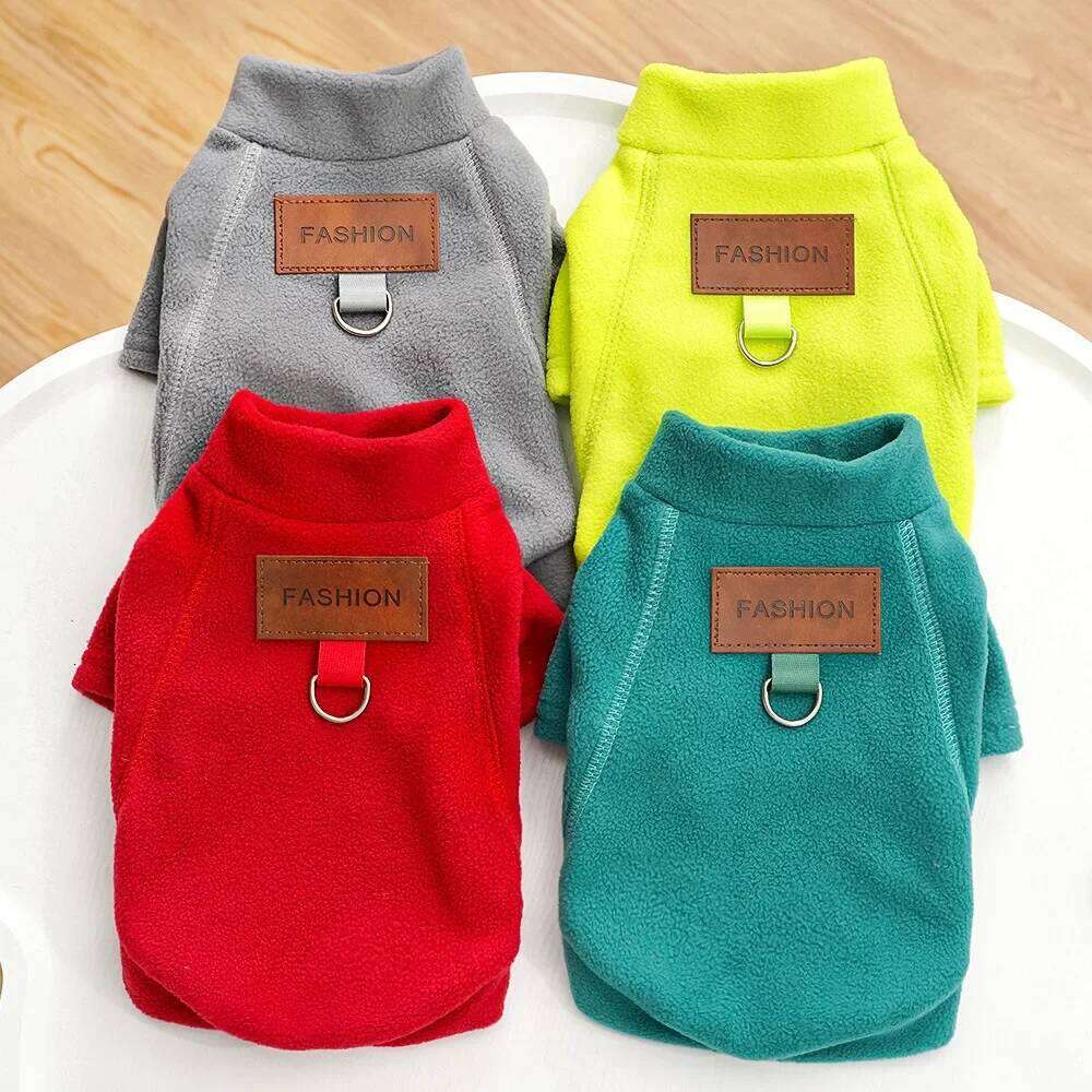Sweater Fleece Cold Coat Pullover Dog Jacket Winter Clothes with Leash D Ring for Small Medium Large Dogs XJ260127