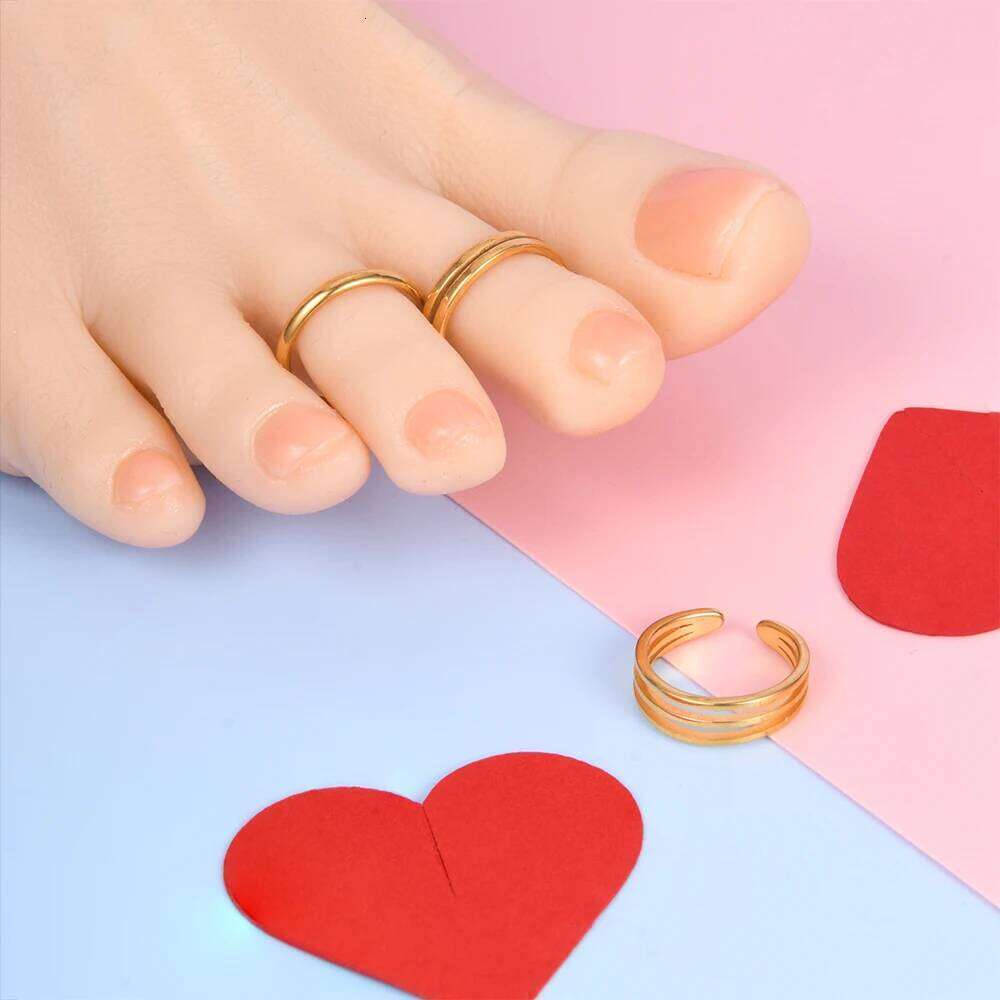 3pcs Adjustable Rings For Women Girls Simple Cute Open Toe Set Summer Beach Stainless Steel Foot Jewelry XJ260127