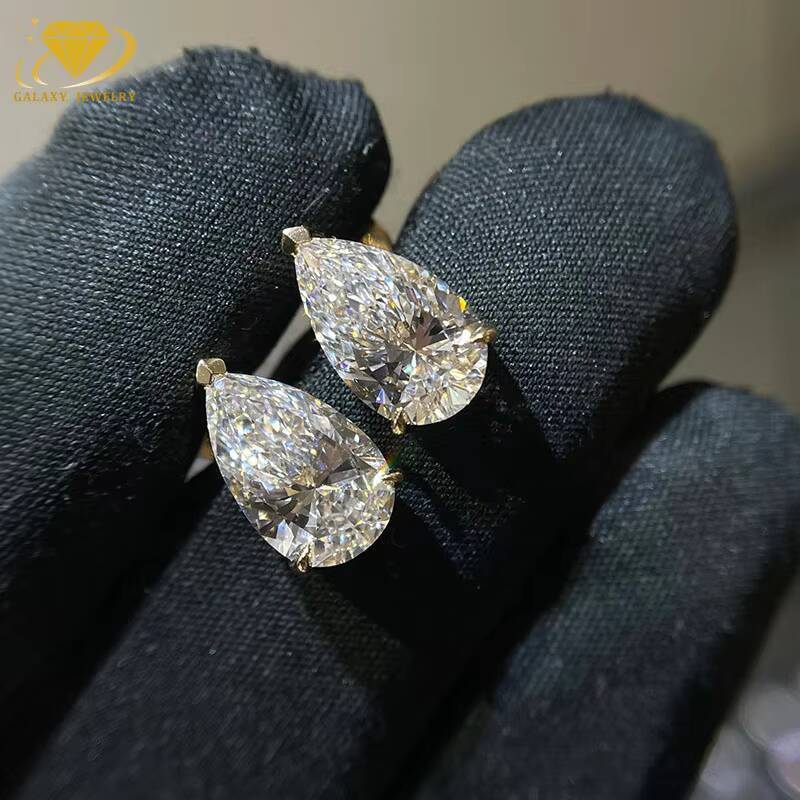 Fashion Jewelry Wholesale 18K Gold/ Silver Pear Cut Lab Grown Diamond Earrings For Women Bulk Order Accepted