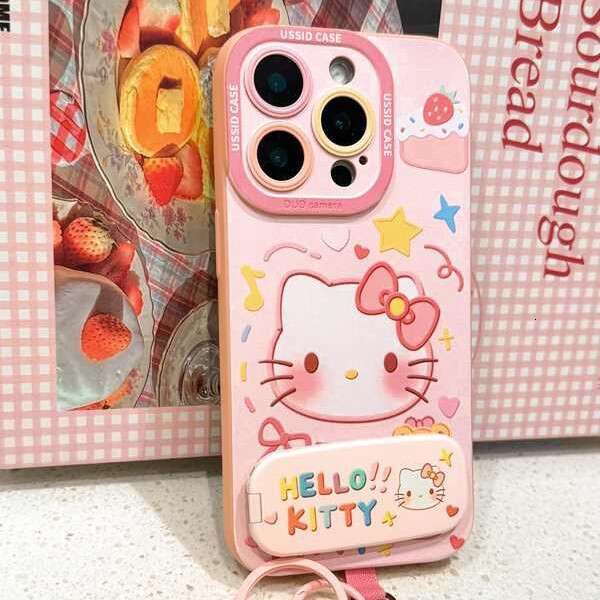 Kitty Pink Cat Mirror Case Hanging Chain for Apple iPhone 17 Pro Max, Compatible with Air 16, Shockproof S260128