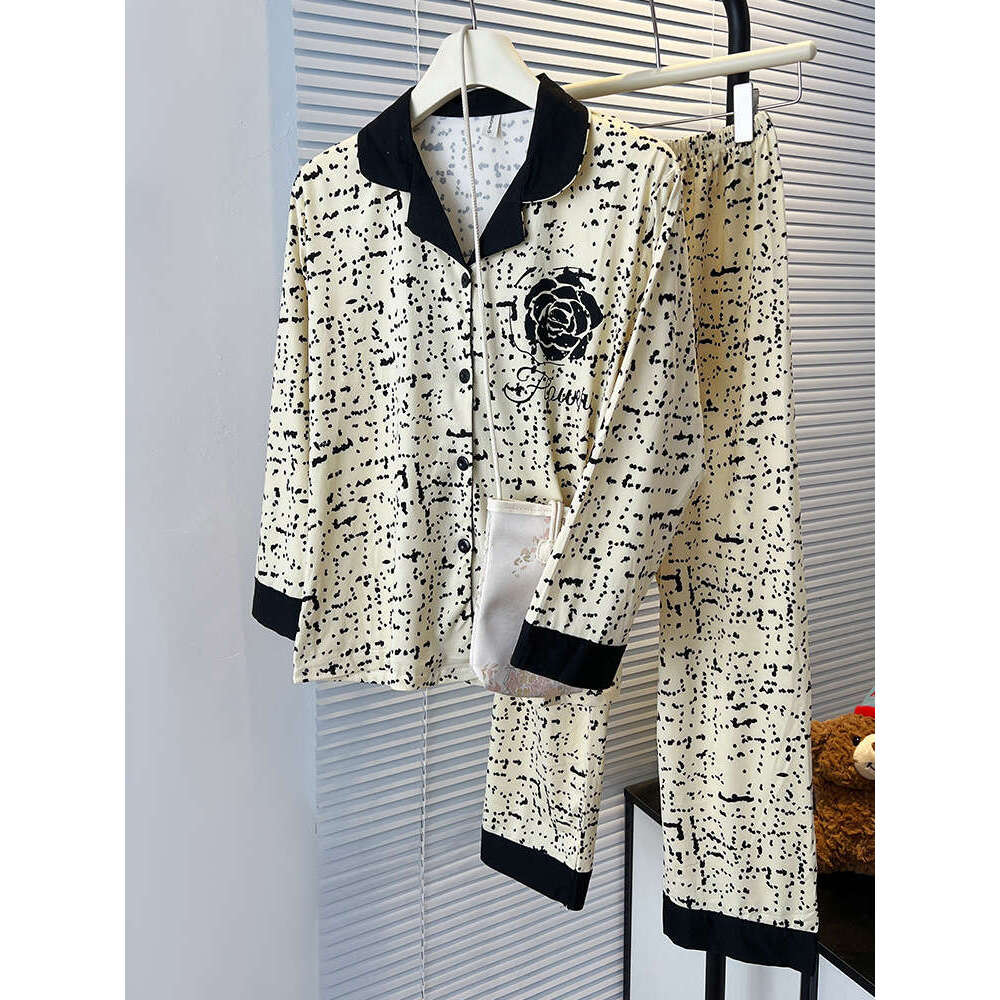 Homewear designer pajamas women long sleeve shirt Japanese Style Spring Autumn New High-End Camellia Print Loose Plus Size Slimming Long Sleeve Lounge