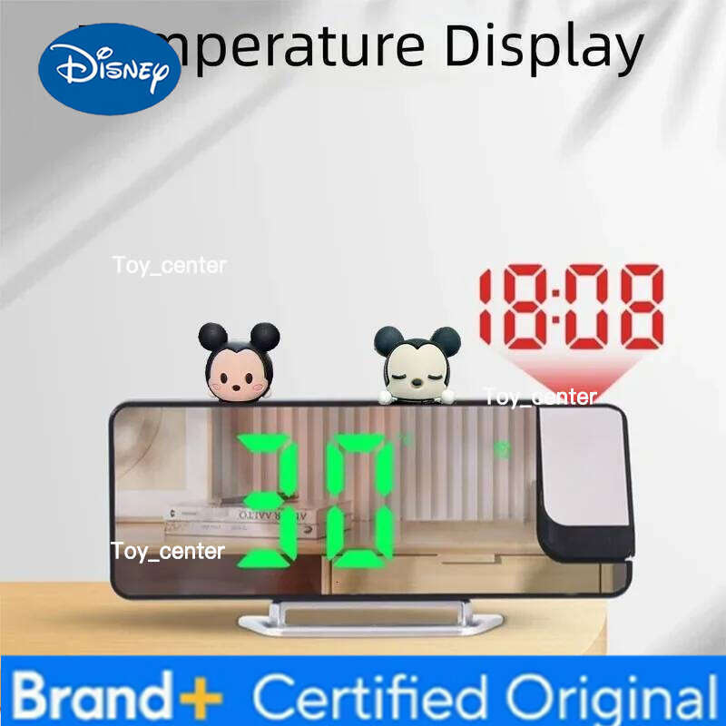 Disney Mickey Date/Temperature Display Alarm Brightness Projector Ceiling Clock 180 Rotating Projection H260128