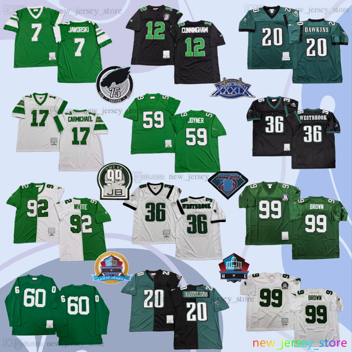 Custom S-6XL Throwback 1945 Football 20 Brian Dawkins Jersey 66 BILL BERGEY Al Wistert Tommy McDonald Jason Kelce Donovan McNabb LeSean McCoy Classic Retro Jerseys