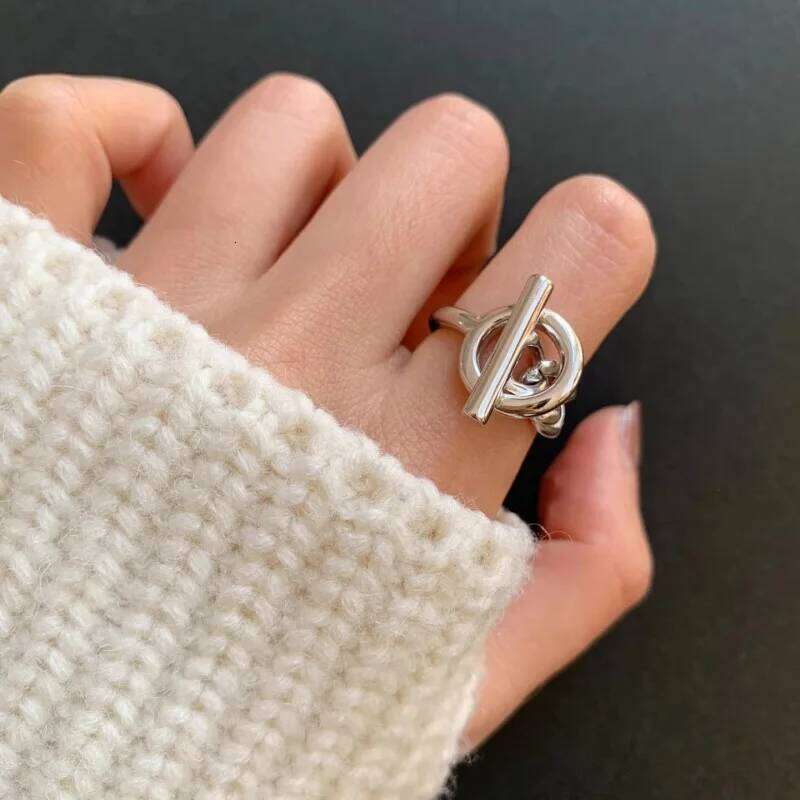 925 Sterling Silver Chain Simple Geometry Adjustable Ring For Women Fashion Wedding Fine Jewelry Wholesale Jewellery XJ260127