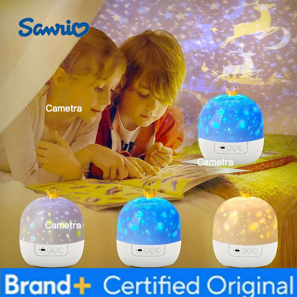 Sanrio Crown Fantasy Star Sky Projection Night Light 15in1 Bedroom Ceiling Rotating Atmosphere Lamp Home Decoration Kids Birthday Gift H260128