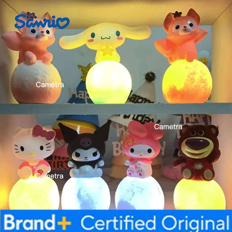 Sanrio Anime Hello Kitty Kuromi Cinnamoroll Melody Night Light Glowing Children Toy Bedside Lamp Kawaii Cute Kids Birthday Gift H260128