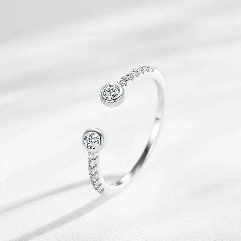 Ailmay Real 925 Sterling Silver Trendy Round AAAAA CZ Adjustable Finger Rings For Women Engagement Anniversary Fine Jewelry Gift XJ260127