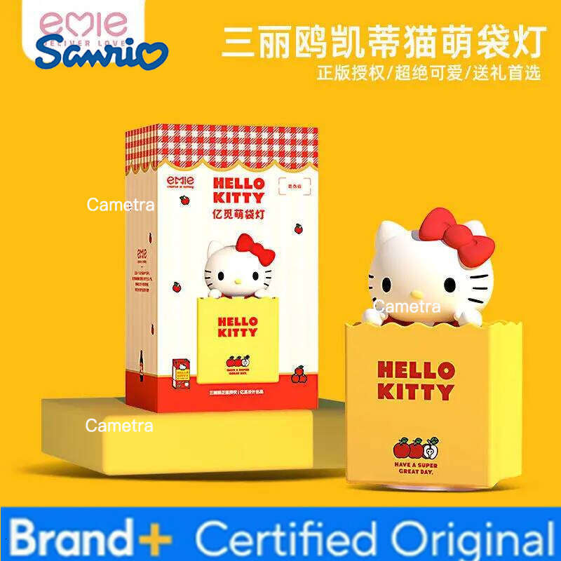Sanrio Emie Hello Kitty Creative Usb Rechargeable Paper Bag Led Night Light Decor Bedroom Desktop Closet Lamp Gifts Toys H260128