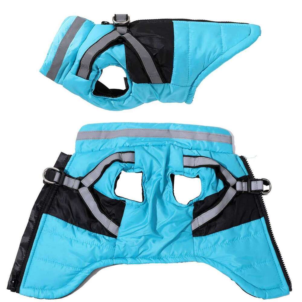 Warm Clothes with Harness Reflective Waterproof Dogs Jacket Padded Soft Dog Coat Apparel Windproof Yorkies Labrador Costumes XJ260127