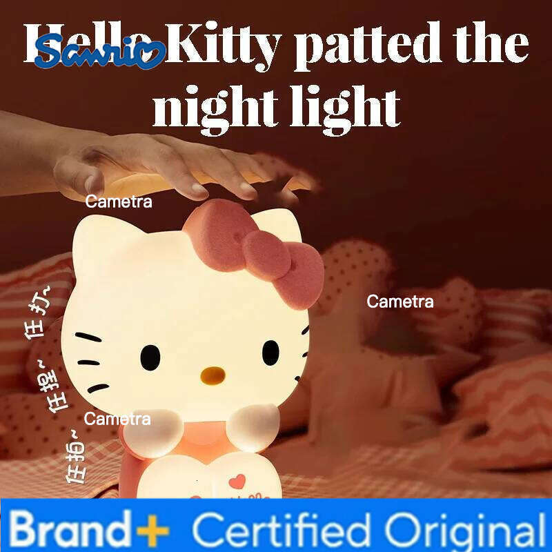 Sanrio Kt Cat Touch Night Light Kawaii Bedside Lamp Cute Anime Decor for Girls Room Gift with Soft Glow H2601281