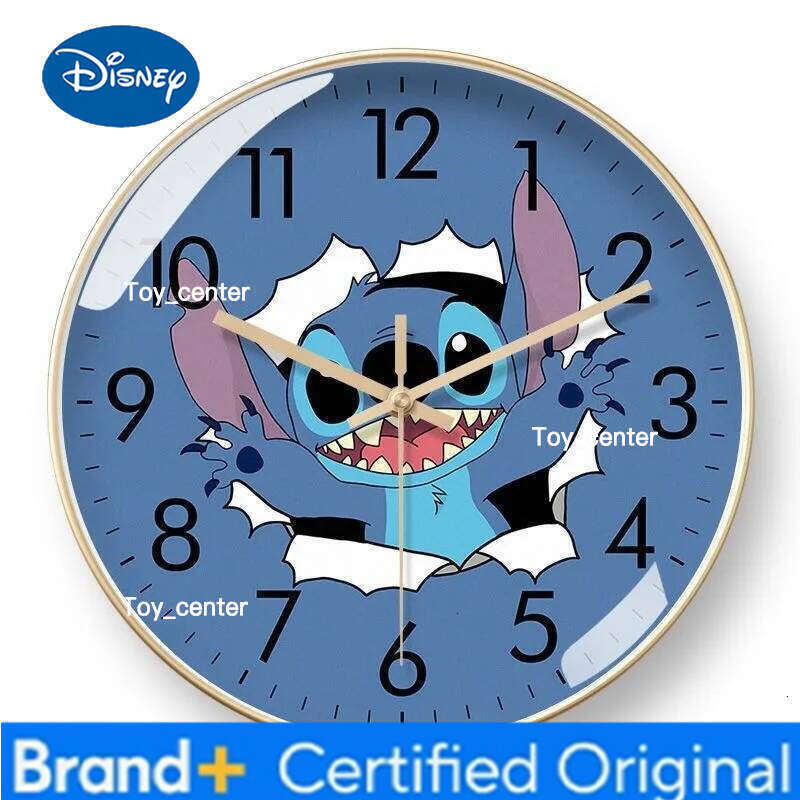 Disney New Lilo & Stitch Cartoon Creative Anime Wall Cute Fashion Simple Silent Clock Bedroom Living Room Decoration Pendant H260128