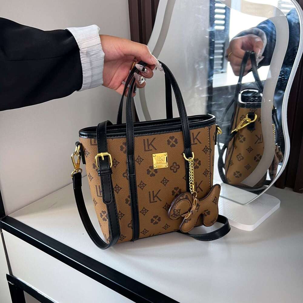 2026 New Simple Elegant Small Square Shoulder Bags for Women Fashion Tote Bag with Pendant Dog Trendy Basket Bag Commuter Shoulder Bag H260319