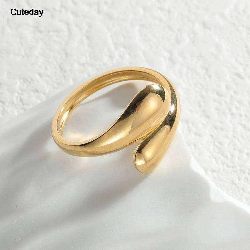Stainless Steel Geometric Ring Gold Plated Waterproof Fashion Jewelry Unisex 2023 NEW XJ260127