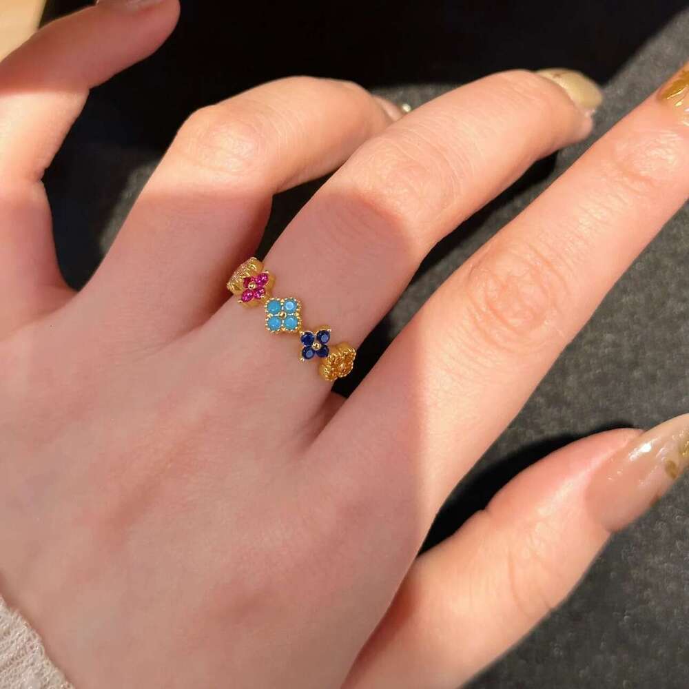 Flower Ring Rainbow Enamel Jewelry Suitable for Daily Wearing