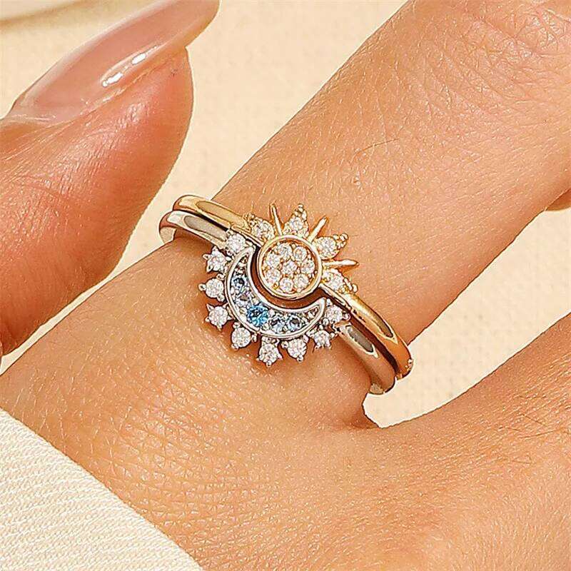 Sun and Moon Adjustable Couple Open Ring New Style Stackable Jewelry Gift Fashion Accessories XJ260127