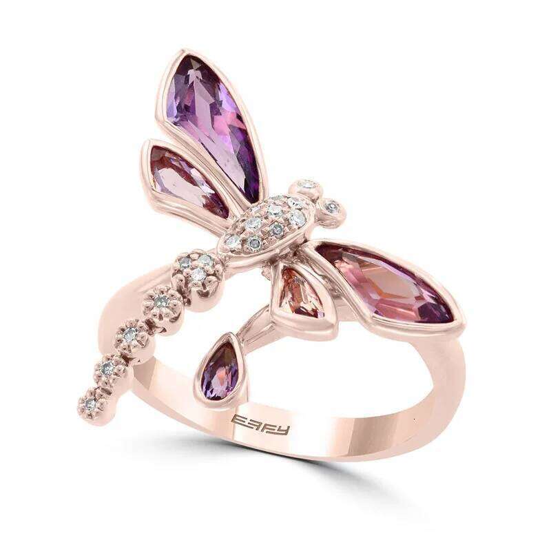 Milangirl Women Ladies Romantic Beautiful Lovely Dragonfly Insect Rose Gold Color Female Ring for Party Jewelry XJ260127