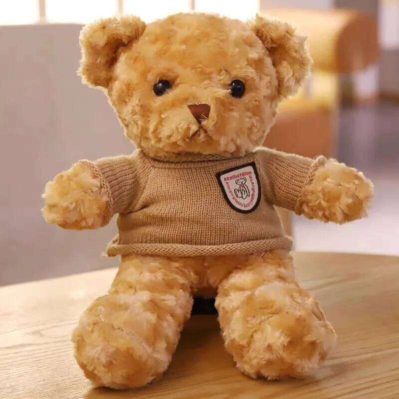 30cm Cute Plush Toy Wearing Adorable Stuffed Animal with Soft Sweater Teddy Bear Perfect Gift for Kids Y260128