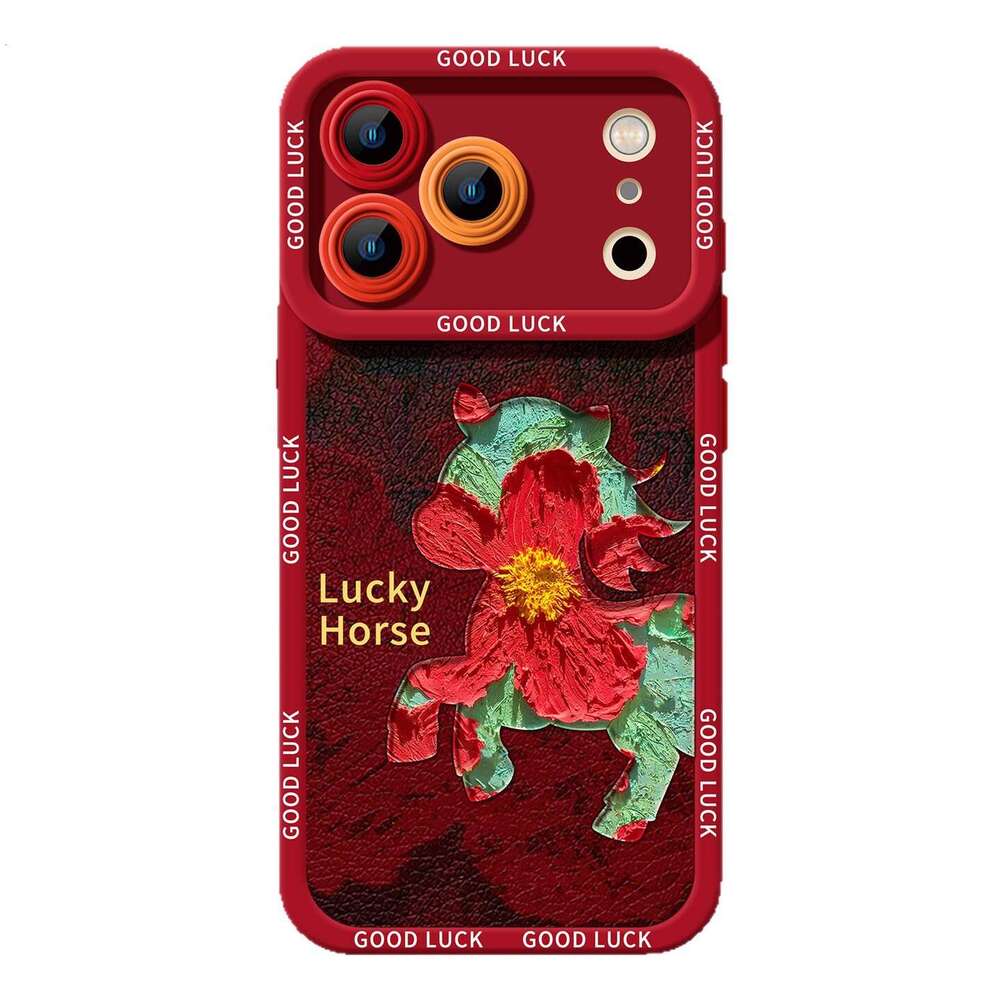 Compatible with Apple Pro Max Phone Case of the Horse 16 Zodiac Year 15 Plus High-End Leather Texture 14 Protective Cover 17 S260128