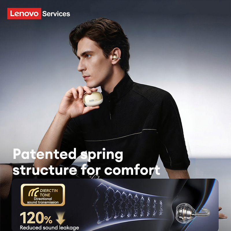 Lenovo LES-120 Spring Earhook Earphones Wireless Bluetooth 6.0 Headphones Smart Call Noise-Canceling Gaming Headset Hi-Fi Sound Quality Music Earbuds