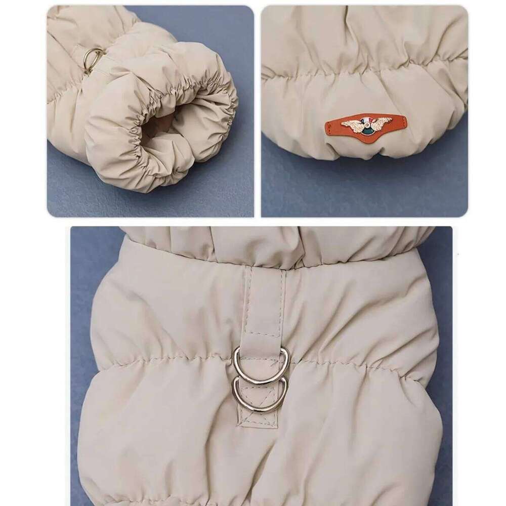 Warm with Leash Buckle Cat Winter Clothing Down Coat for Puppy Dog Apparel PU Jacket Pet Product XJ260127