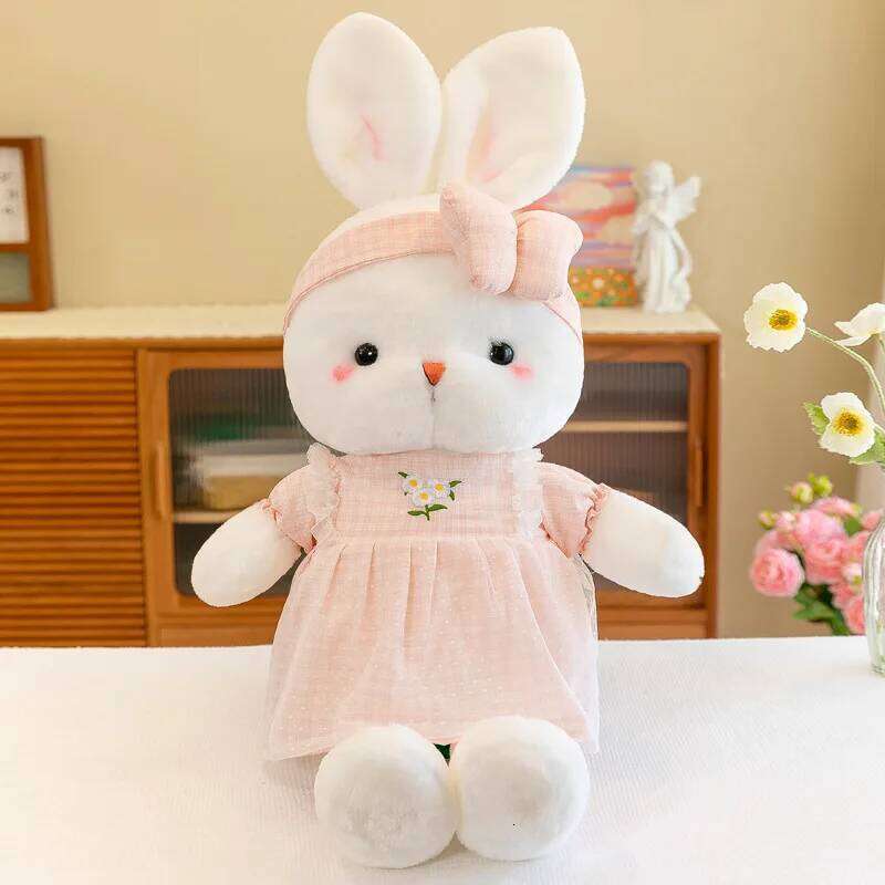 1pc 40cm/15.74in Cute flower skirt plush toy cartoon super cute comfort Daisy rabbit birthday gift doll Y260128