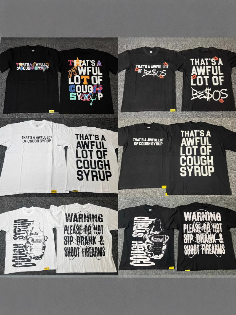 Men's T Shirts 25 High Quality THAT'S A AWFUL LOT OF COUGH SYRUP Cotton Crew Neck T-Shirt Short Sleeve A1