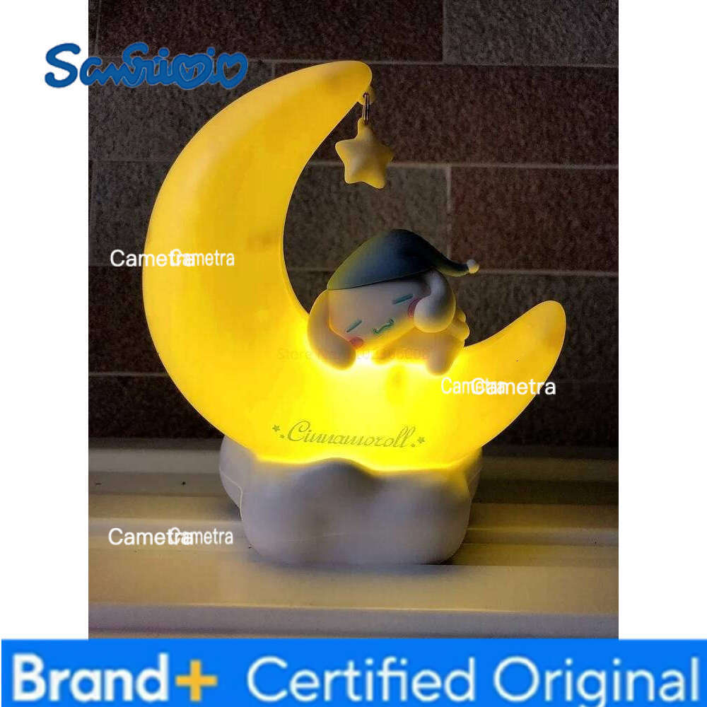 Sanrio Kuromi Cinnamonroll Moon LED Kawaii 3D Cartoon Ornament Cute Beauty Bedroom Night Light Bedside Decor Lamp Gifts H260128