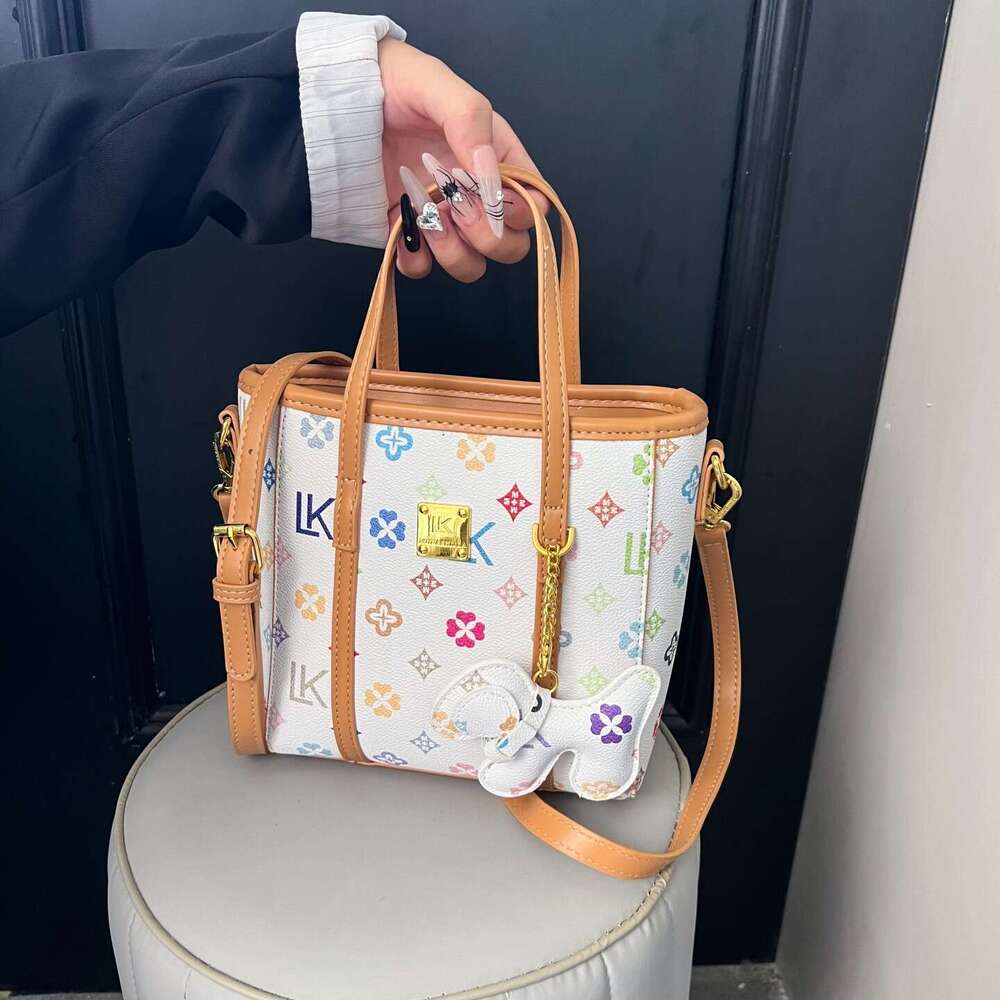 2026 New Simple Elegant Small Square Shoulder Bags for Women Fashion Tote Bag with Pendant Dog Trendy Basket Bag Commuter Shoulder Bag H260319