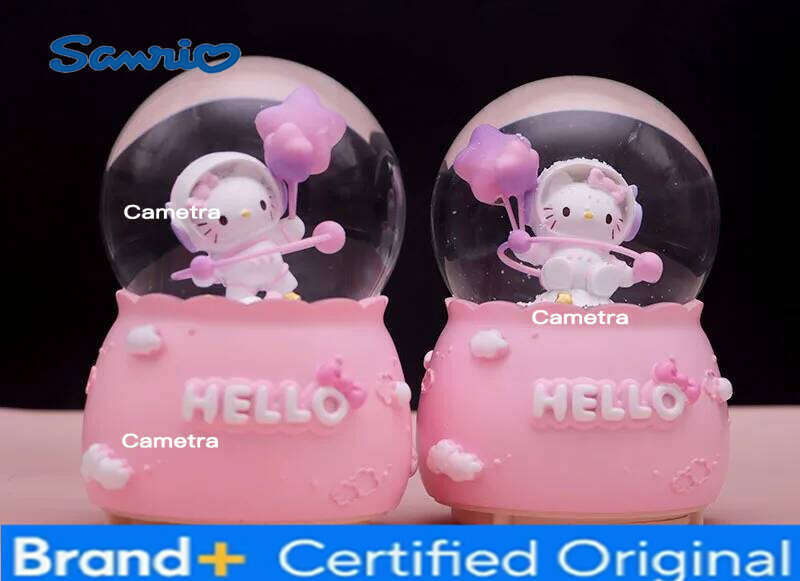Sanrio Crystal Ball Cartoon Kitty Lovers Birthady Gifts Glowing Snowflakes Music Box Home Decoration Desktop Ornament H26012811