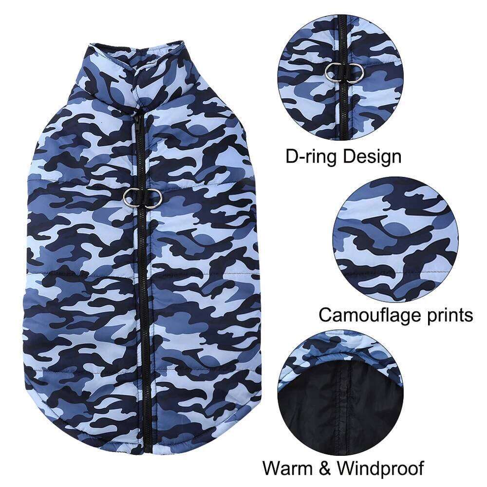 4XL-6XL Large Dog Jacket Clothes Winter Waterproof Coat For Big Dogs Vest Costume Camouflage Print Golden Retriever Pet Overalls XJ260127