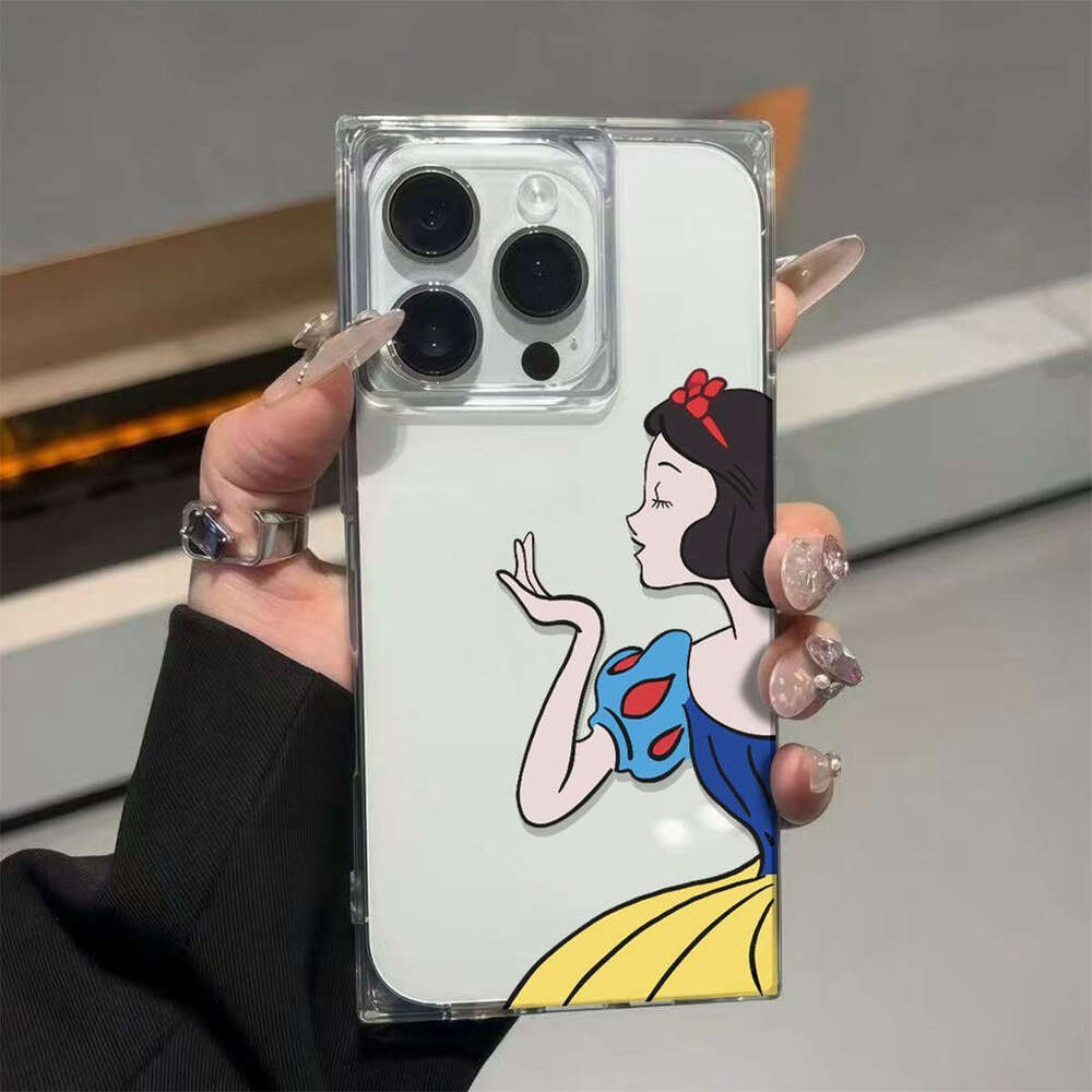 Ice Crystal Square Four-Corner Lanyard Magnetic Style Compatible with 16 Pro Max Apple Transparent Fashion Phone Case S260128