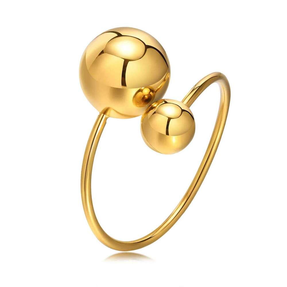 Stainless Steel Ball Adjustable Statement Golden Metal Trendy Finger Ring Jewelry bague acier inoxydable New Gift XJ260127