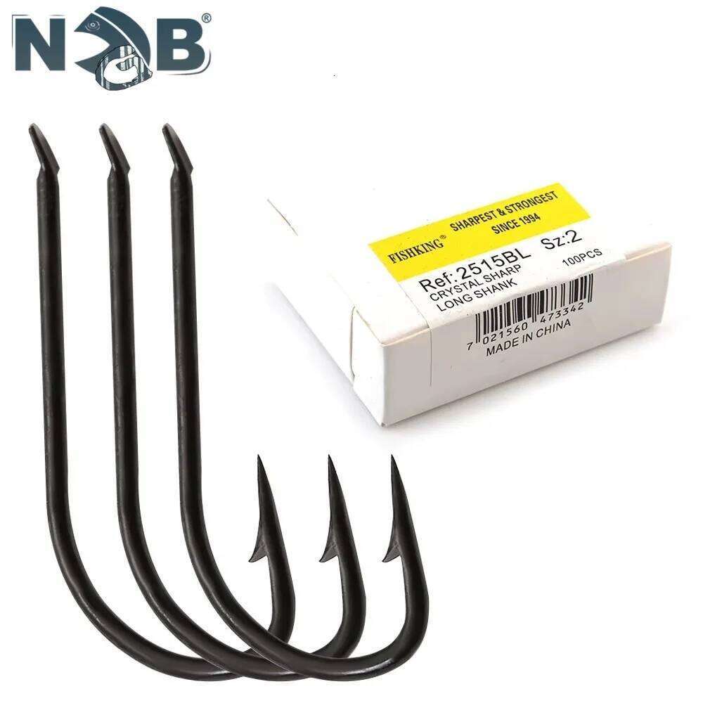 NGB 100PCS SHARP LONG SHANK 2515BL High Carbon Steel Hooks Carp Fishing Accessories Soft Lure Jig Head Fishhook Set Z260128