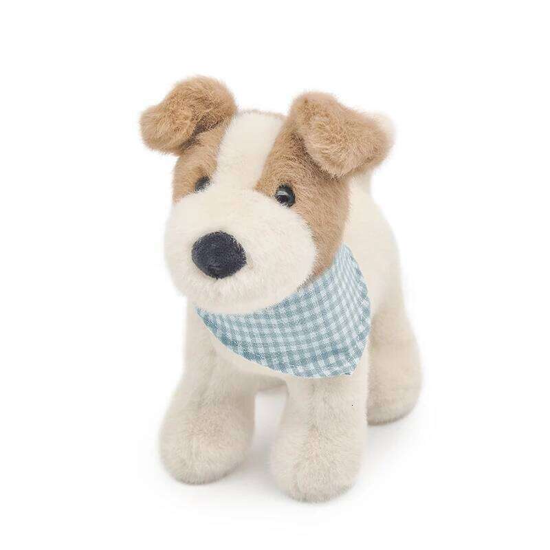 20cm Wire Fox Terrier Plush Toy with Bib-Soft Adorable Dog Stuffed Animal Plushie For Kids Birthday Gift Home Decor Y260128