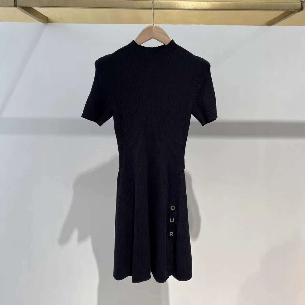 2026 Spring Designer Classic Side Metal Letter Short Sleeve Children's Knitted Dress for Women
