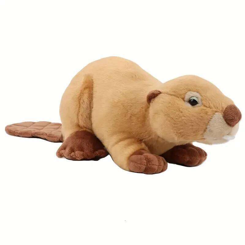 Lifelike Stuffed Animal Toy Home Decor Beaver Plush Thanksgiving Day Gift Best for Christmas Y260128