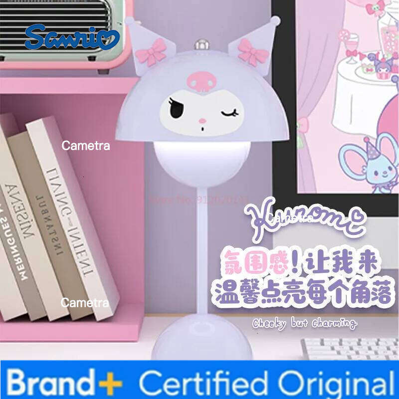 Sanrio Anime Peripheral Kuromi Mushroom Desktop Led Learning Night Light Bedroom Dormitory Desk Lamp For Girls Gifts H260128