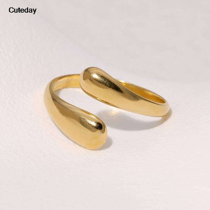 Stainless Steel Geometric Ring Gold Plated Waterproof Fashion Jewelry Unisex 2023 NEW XJ260127