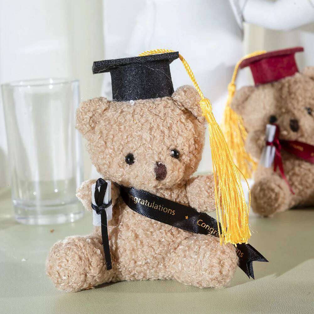 12cm/4.72in Doctor Bear Plush Toy Stuffed Animal with Cap & Gown Cute Educational Gift for Students Kids Graduation S Y260128