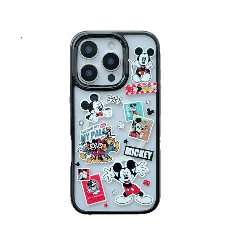 Cute Cartoon Mickey Magnetic Stand Apple 16promax Phone Suitable for 14pro Transparent Hard Case 15pro S260128