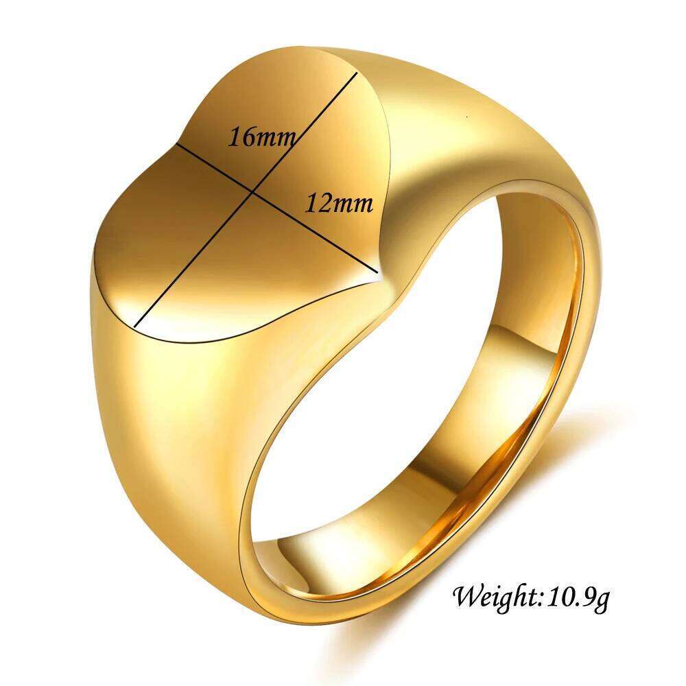 Romantic Heart Shaped Wedding Rings Stainless Steel Gold Color Fashion Jewelry for Women Men Ladies - Birthday Gift XJ260127