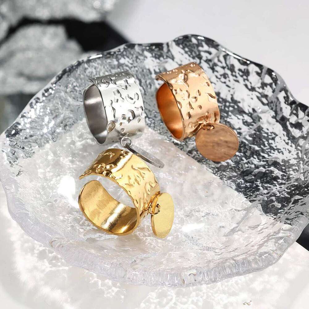 1pc new stainless steel personality fashion open adjustable niche design high-end ring versatile XJ260127