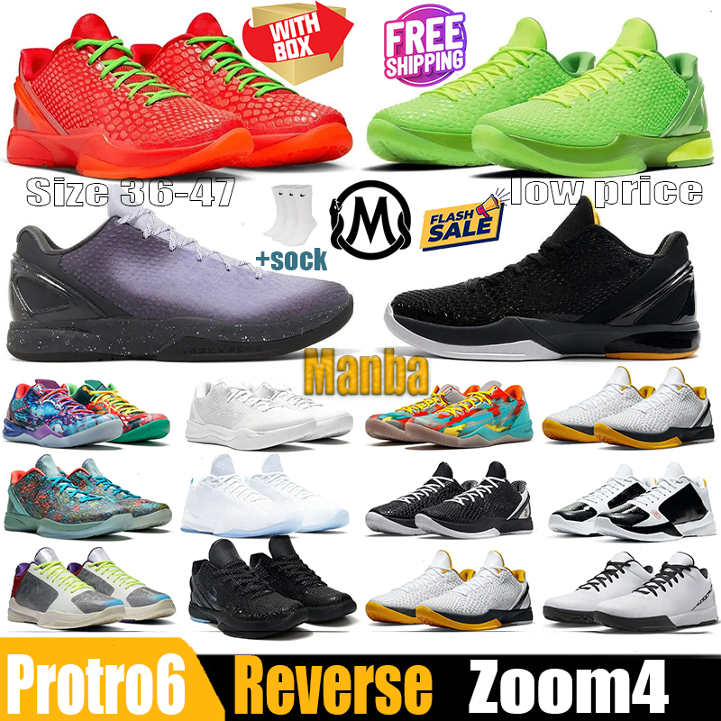 Top Quality Mamba 8 6 5 Potro Reverse Grinch Basketball Shoes Mambacita Think Pink X-Ray Easter Del Sol for Men Women with sock Big Kids Trainers Outdoor Sports Sneakers