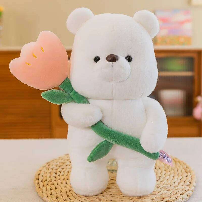 Tulip plush toys girls bed Valentine's Day sleep with teddy bear doll home decoration Y260128
