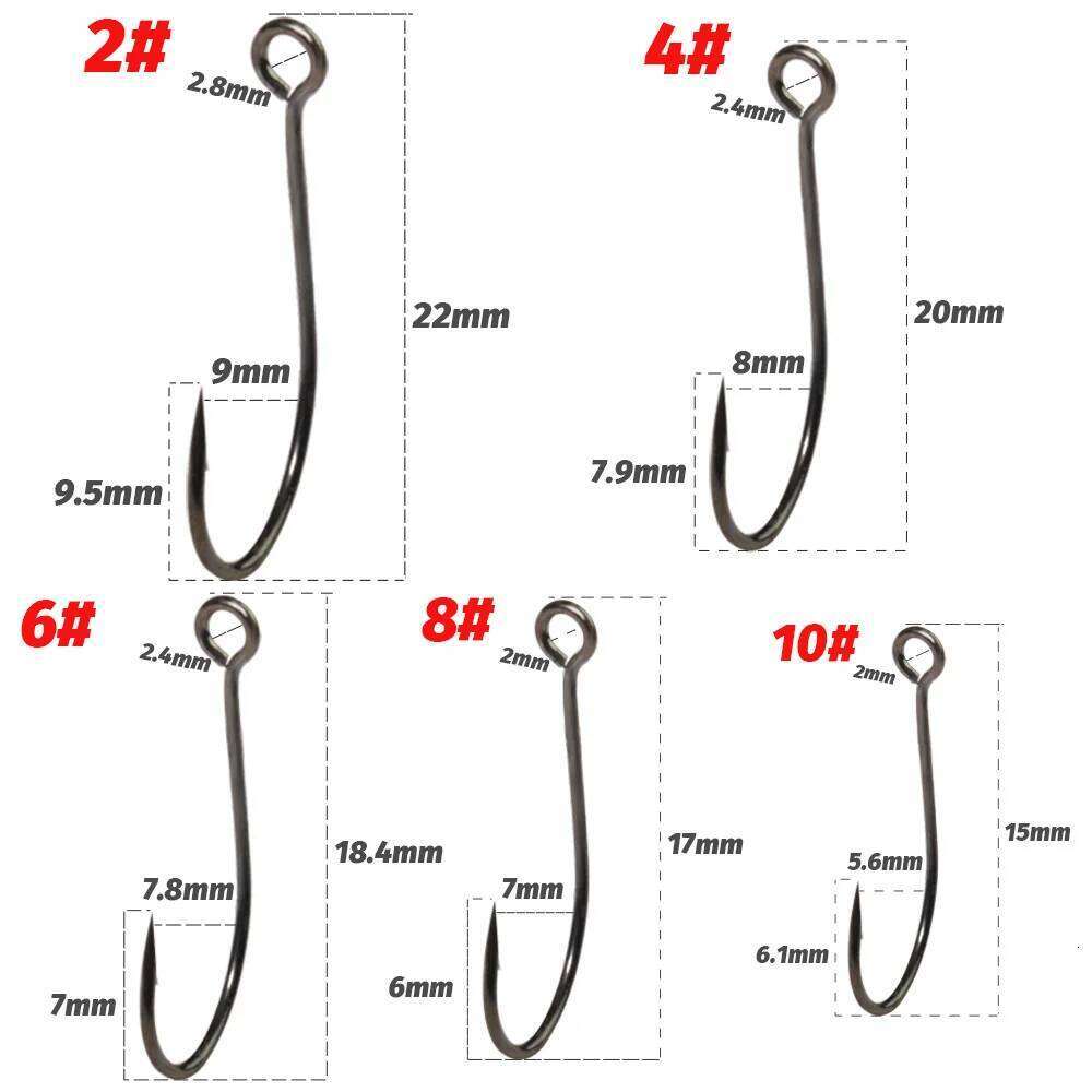 50PCS Big Ring Single Hooks 2# 4# 6# 8# 10# Sharp Barb 20PCS Circle Hook Worm Carbon Steel Assist Fly Fishing Tackle Fishhook Z260128