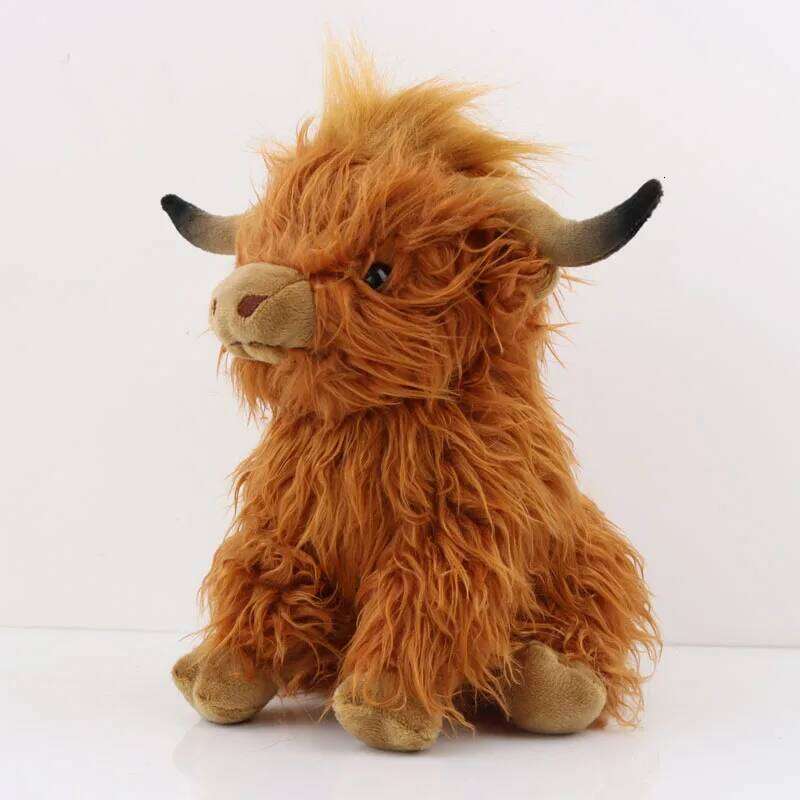 25cm Simulation Animal Doll Soft Stuffed Highland Cow Plush Kawaii Kids Baby Gift Toy Home Room Decor Y260128