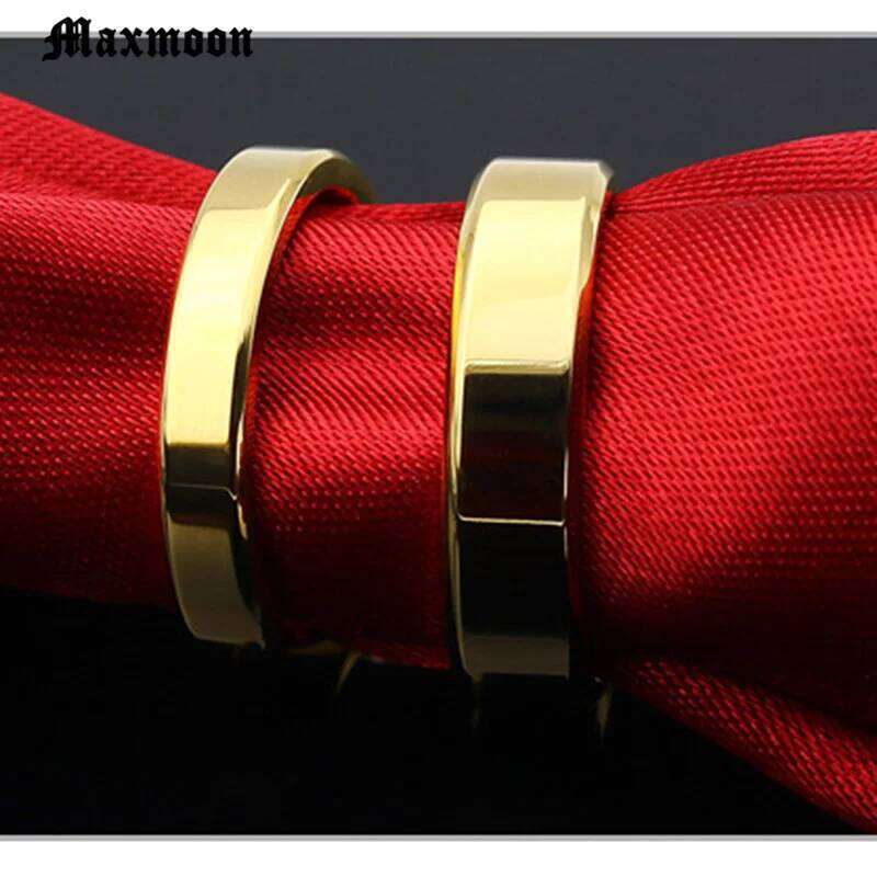 Maxmoon Latest Fashion Fortunately Rose Gold Women Men Polished Stainless Steel Jewelry Wedding Band Ring Valentine Gift XJ260127