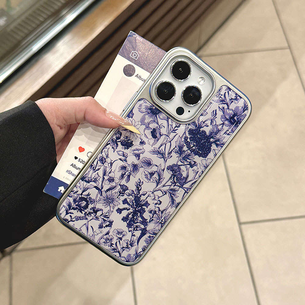 Fresh and Simple Full Screen Flowers Electroplated Phone Case for iPhone 16 Pro Max, Apple 15 Resin Protective Cover 14 S260128