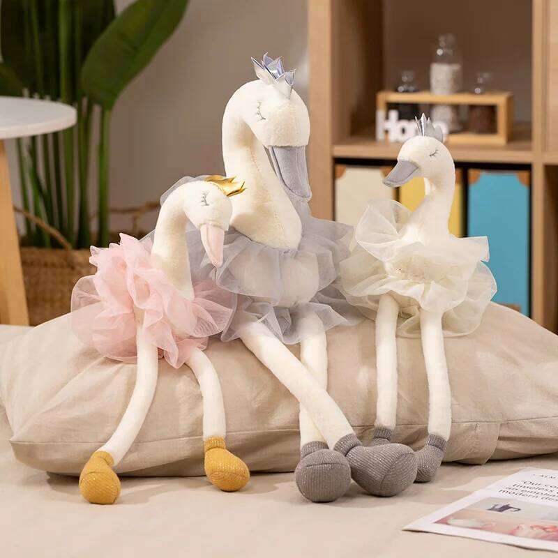 40/60CM Beautiful White&Pink Color Skirt Plush Toy Cute Cartoon Soft Pillow Stuffed Swan Doll Grils Birthday Gifts Home Dec Y260128