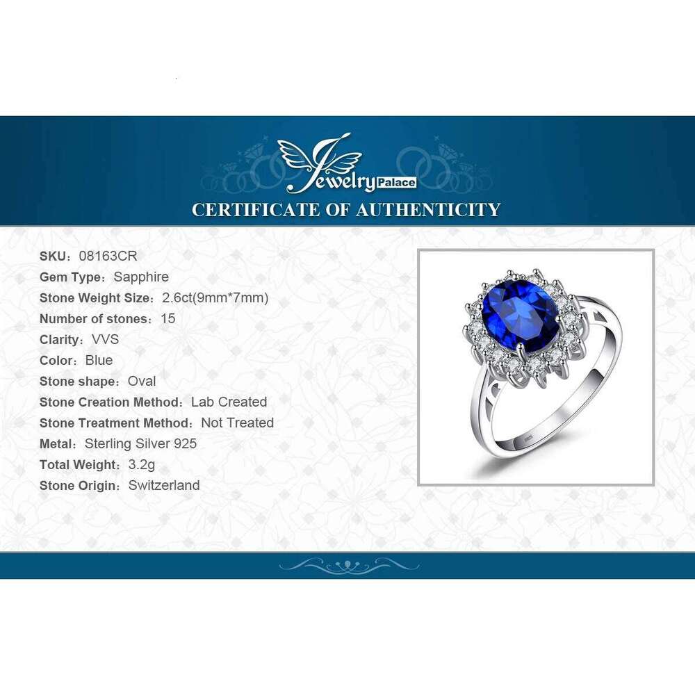 JewelryPalace Princess Diana Created Sapphire 925 Sterling Silver Engagement Ring Ruby Natural Amethyst Citrine Blue Topaz T260512